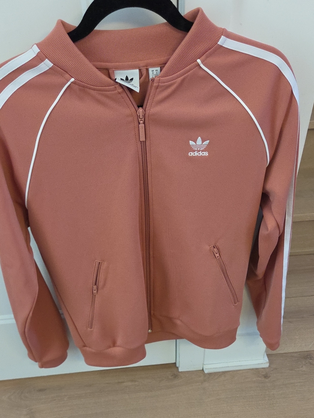 adidas Kids Rose Dusty Pink Track Jacket with White Stripes